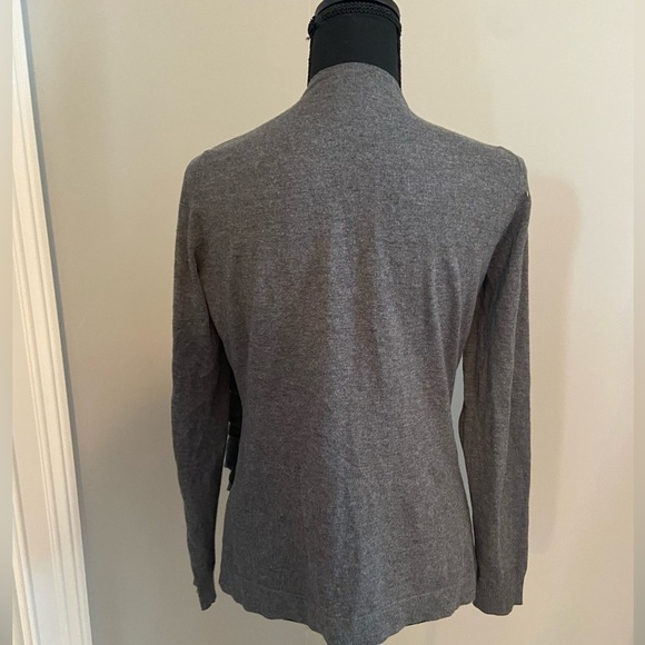 DKNYC small grey ruffle sweater cardigan- can be button - Picture 5 of 5